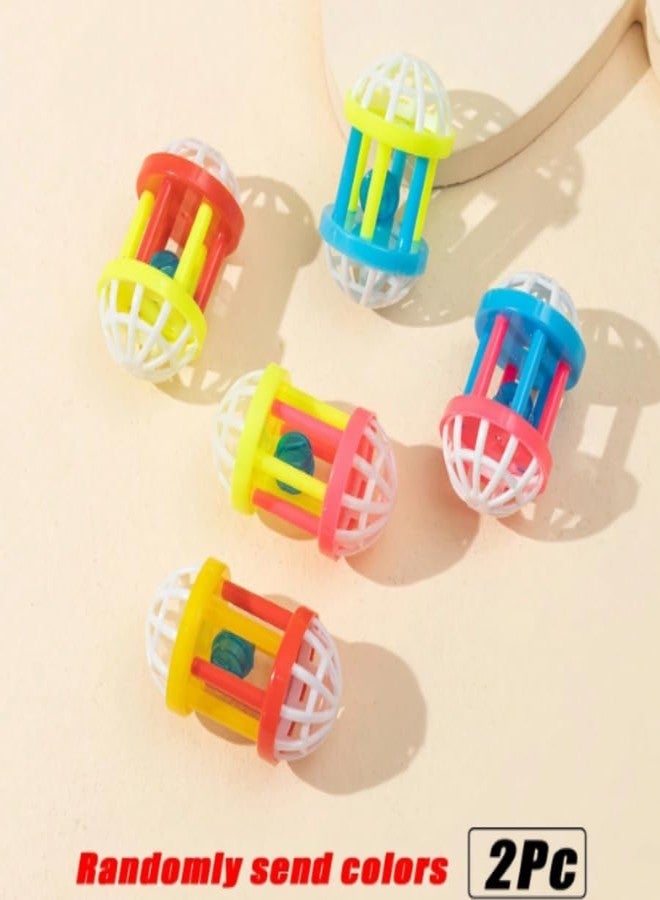 KittuPet ألعاب قطط بلاستيكية من KittuPet، كرات رنانة، كرات خشخيشة بألوان عشوائية، قطعتان مع جرس. - Image 2